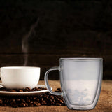 Maxbell Maxbell Double Walled Glass Coffee Mug Modern with Handle for Smoothies Juice Yogurt 350ml