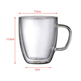 Maxbell Maxbell Double Walled Glass Coffee Mug Modern with Handle for Smoothies Juice Yogurt 350ml