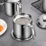 Maxbell Maxbell Bacon Grease Container with Strainer No Drip Leakproof Oil Strainer Pot 44oz Style A