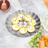 Maxbell Maxbell Steamer Basket Foldable with Handle Fruit Dish for Vegetable Meat Seafood 26.5cm