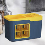 Maxbell Maxbell Serving Tray Storage Spice Rack Organizer for Dining Room Kitchen Countertop blue yellow 4 grids