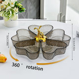 Maxbell Maxbell Divided Serving Tray Decorative 5 Grids Appetizer Tray for Sweet Dried Fruit Gray w Gold Rabbit