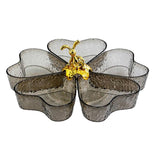 Maxbell Maxbell Divided Serving Tray Decorative 5 Grids Appetizer Tray for Sweet Dried Fruit Gray w Gold Rabbit