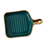 Maxbell Maxbell Fruit Plate Dinner Plate Gold Rim Breakfast Tray for Cupcake, Dessert, Candy Green