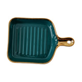 Maxbell Maxbell Fruit Plate Dinner Plate Gold Rim Breakfast Tray for Cupcake, Dessert, Candy Green