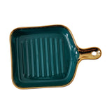 Maxbell Maxbell Fruit Plate Dinner Plate Gold Rim Breakfast Tray for Cupcake, Dessert, Candy Green