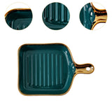 Maxbell Maxbell Fruit Plate Dinner Plate Gold Rim Breakfast Tray for Cupcake, Dessert, Candy Green