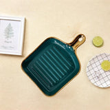 Maxbell Maxbell Fruit Plate Dinner Plate Gold Rim Breakfast Tray for Cupcake, Dessert, Candy Green