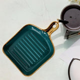 Maxbell Maxbell Fruit Plate Dinner Plate Gold Rim Breakfast Tray for Cupcake, Dessert, Candy Green