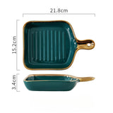 Maxbell Maxbell Fruit Plate Dinner Plate Gold Rim Breakfast Tray for Cupcake, Dessert, Candy Green
