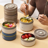 Maxbell Maxbell 2x Insulated Lunch Boxlunch Box Round Bento Box for Hiking Household Student Coffee