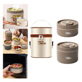 Maxbell Maxbell 2x Insulated Lunch Boxlunch Box Round Bento Box for Hiking Household Student Coffee