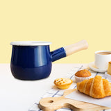 Maxbell Enamel Milk Pot Stockpots Sauce Pan for RV Travel Stove Top Induction Cooker Blue