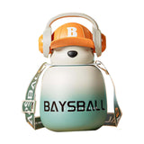 Maxbell Water Bottle 22oz Cute Large Wide Mouth Training Cup for Office Boys Outdoor green