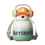 Maxbell Water Bottle 22oz Cute Large Wide Mouth Training Cup for Office Boys Outdoor green