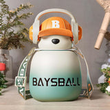 Maxbell Water Bottle 22oz Cute Large Wide Mouth Training Cup for Office Boys Outdoor green