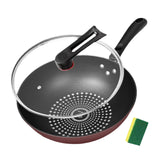 Maxbell Skillet with Lid Induction Cooktop Stir Fry Kitchen Flat Bottom Stir Fry Wok