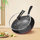Maxbell Skillet with Lid Induction Cooktop Stir Fry Kitchen Flat Bottom Stir Fry Wok