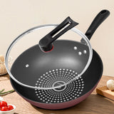 Maxbell Skillet with Lid Induction Cooktop Stir Fry Kitchen Flat Bottom Stir Fry Wok