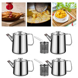 Maxbell Maxbell Oil Container with Strainer 304 Stainless Steel Oil Container for Kitchen 1.5L