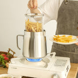 Maxbell Fryer Pot with Filter with Frying Basket Multiuse Practical Oil Strainer Pot 1.8L