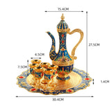Maxbell Maxbell Turkish Teapot Set Wine Pot Antique with 6 Coffee Cup for Hotel Home Wedding blue