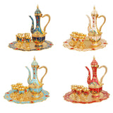 Maxbell Maxbell Turkish Teapot Set Wine Pot Antique with 6 Coffee Cup for Hotel Home Wedding blue