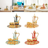 Maxbell Maxbell Turkish Teapot Set Wine Pot Antique with 6 Coffee Cup for Hotel Home Wedding blue