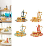 Maxbell Maxbell Turkish Teapot Set Wine Pot Antique with 6 Coffee Cup for Hotel Home Wedding blue