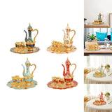 Maxbell Maxbell Turkish Teapot Set Wine Pot Antique with 6 Coffee Cup for Hotel Home Wedding blue