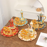 Maxbell Maxbell Turkish Teapot Set Wine Pot Antique with 6 Coffee Cup for Hotel Home Wedding blue