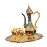 Maxbell Maxbell Turkish Teapot Set Wine Pot Antique with 6 Coffee Cup for Hotel Home Wedding blue