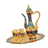 Maxbell Maxbell Turkish Teapot Set Wine Pot Antique with 6 Coffee Cup for Hotel Home Wedding blue