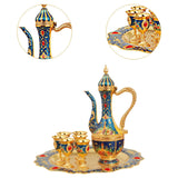 Maxbell Maxbell Turkish Teapot Set Wine Pot Antique with 6 Coffee Cup for Hotel Home Wedding blue