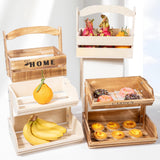 Maxbell Maxbell Wooden Fruit Basket Tiered Fruit Display Stand for Dining Room Party Brown
