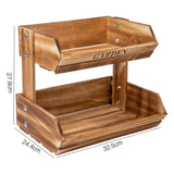 Maxbell Maxbell Wooden Fruit Basket Tiered Fruit Display Stand for Dining Room Party Brown