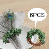 Maxbell Maxbell 6x Green Leaves Napkin Rings Spring Napkin Rings for Festival Birthday Event