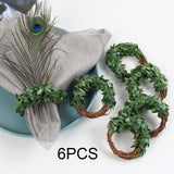Maxbell Maxbell 6x Green Leaves Napkin Rings Spring Napkin Rings for Festival Birthday Event