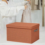 Maxbell Maxbell Closet Organizer with Handles Lidded Storage Bin for Bedroom Study Room Dorm Burgundy 50x40x30cm