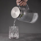 Maxbell Maxbell Beverage Pitcher Cold Water Pitcher Transparent Beverage Carafe Cold Pitcher steel lid argent