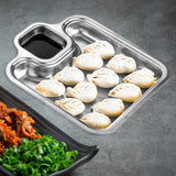 Maxbell Maxbell Roasting Pan Bakeware Compartment Fried Food Server for Garlic Rings Chicken Silver