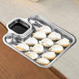 Maxbell Maxbell Roasting Pan Bakeware Compartment Fried Food Server for Garlic Rings Chicken Silver