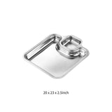 Maxbell Maxbell Roasting Pan Bakeware Compartment Fried Food Server for Garlic Rings Chicken Silver
