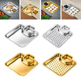 Maxbell Maxbell Roasting Pan Bakeware Compartment Fried Food Server for Garlic Rings Chicken Silver