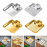 Maxbell Maxbell Roasting Pan Bakeware Compartment Fried Food Server for Garlic Rings Chicken Silver