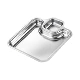 Maxbell Maxbell Roasting Pan Bakeware Compartment Fried Food Server for Garlic Rings Chicken Silver