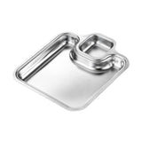Maxbell Maxbell Roasting Pan Bakeware Compartment Fried Food Server for Garlic Rings Chicken Silver