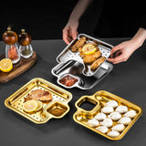 Maxbell Maxbell Roasting Pan Bakeware Compartment Fried Food Server for Garlic Rings Chicken Silver