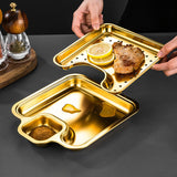 Maxbell Maxbell Roasting Pan Bakeware Compartment Fried Food Server for Garlic Rings Chicken Silver