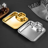 Maxbell Maxbell Roasting Pan Bakeware Compartment Fried Food Server for Garlic Rings Chicken Silver